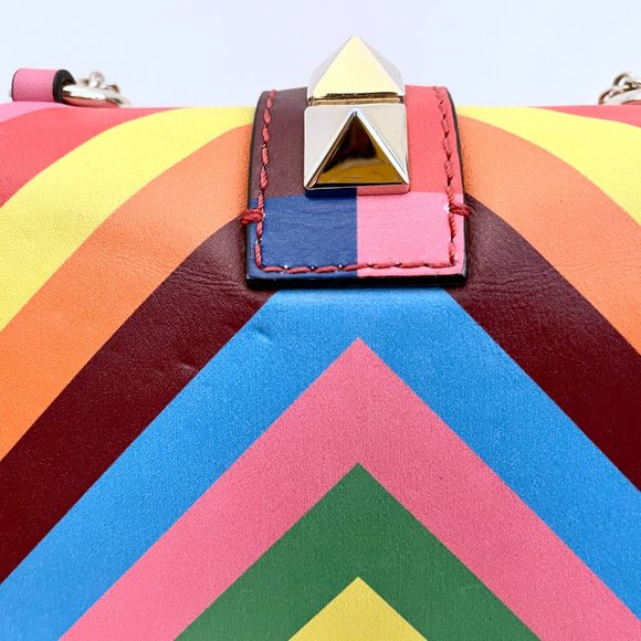 VALENTINO 1973 Rainbow Mini Lock Bag Rockstud Stripe Chevron Crossbody - Picture 13 of 16